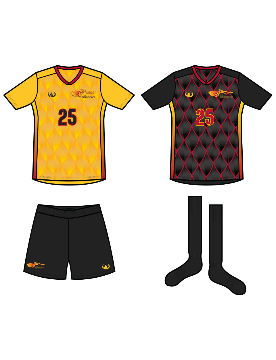 LA Dragons Soccer Full Uniform Kit