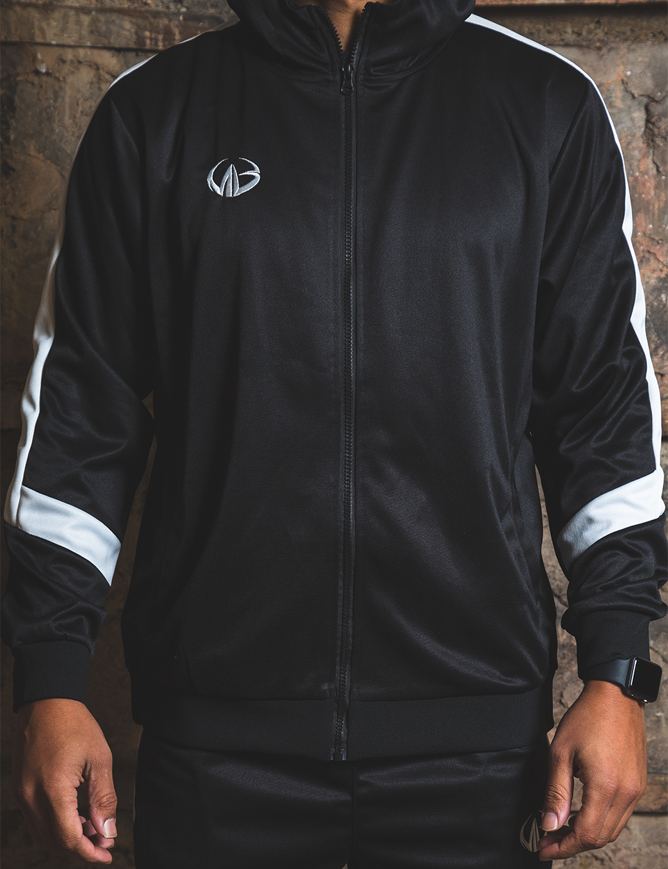 black zip up track jacket