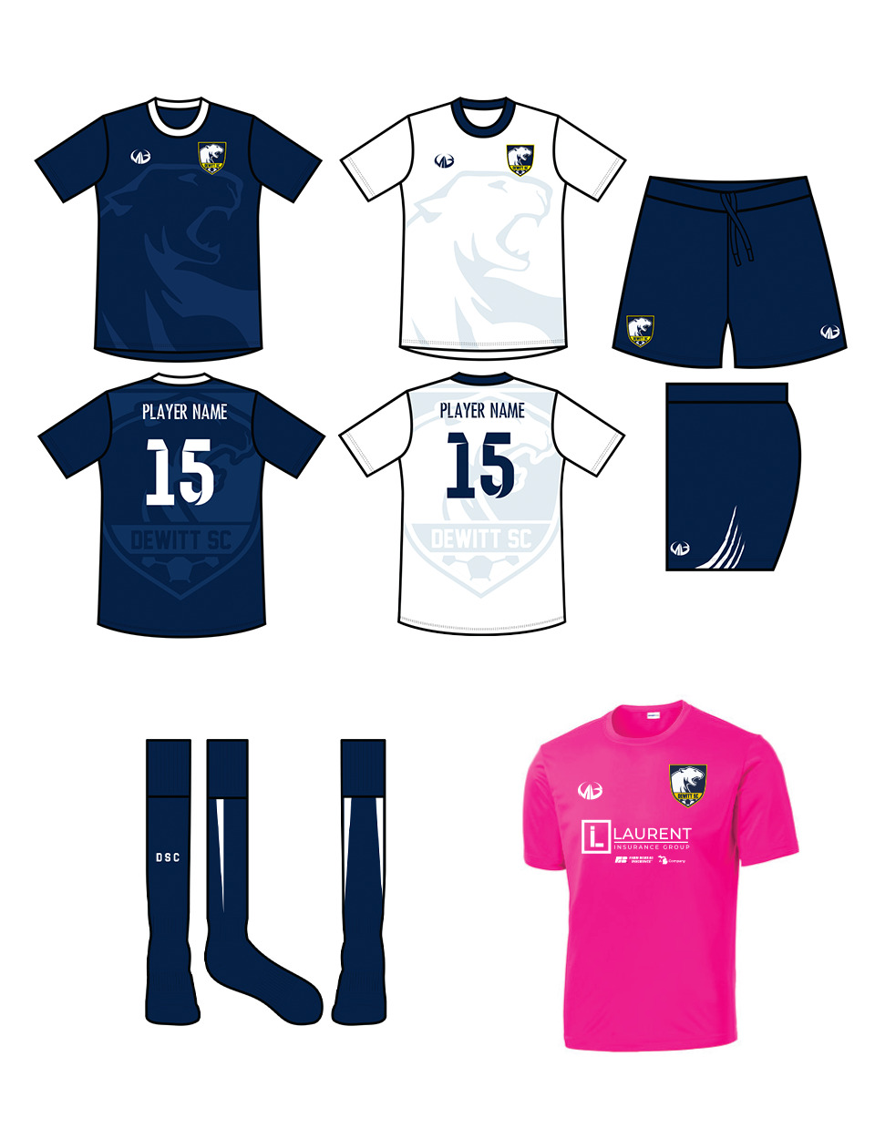 Custom Light Blue Pink-White Sublimation Soccer Uniform Jersey