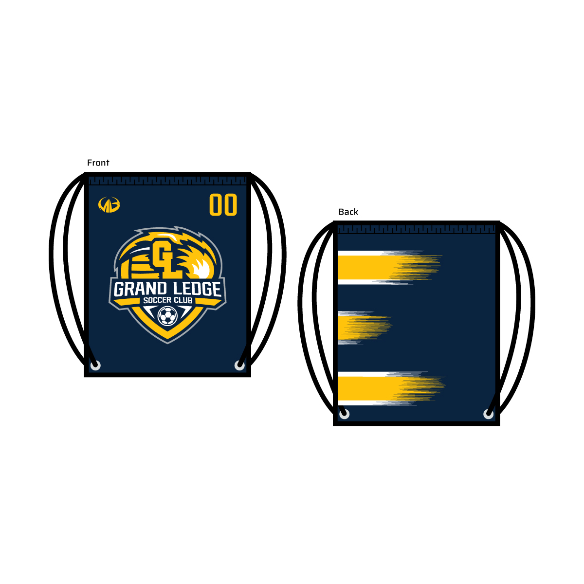Grand Ledge SC Drawstring Bag (Custom Number) Moneyball Sportswear